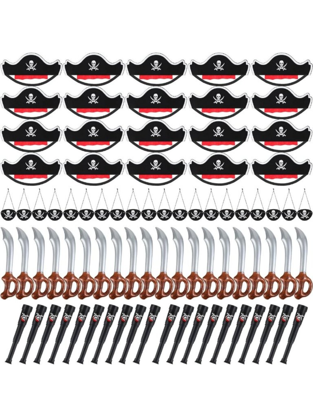 80 Pcs Pirate Party Favors & Captain Cosplay Accessories - Fun Dress-Up Set